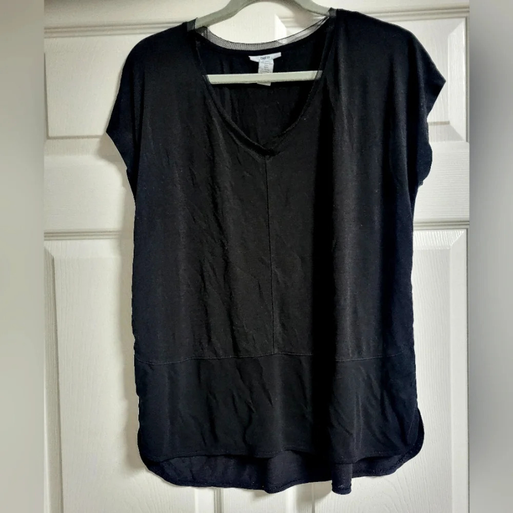 Bar III - Black Athletic Top with Mesh Trim, Size M